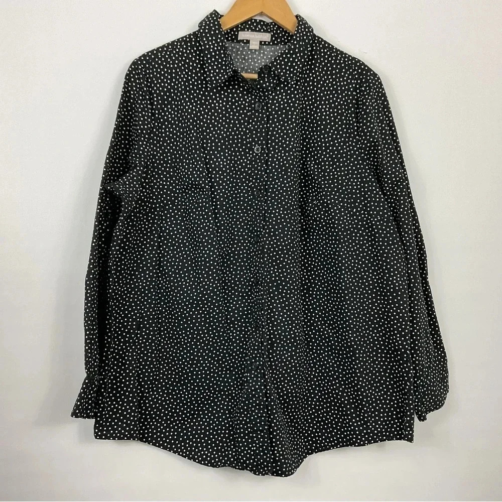 Woman Within‎ Polka Dot Button Down Shirt Size Large 18/20
